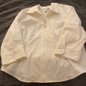White zip up blouse